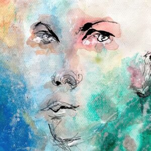 From the Nothing – ritratto astratto ad acquerello e inchiostro di Ilaria Berenice, stampa fine art in edizione limitata