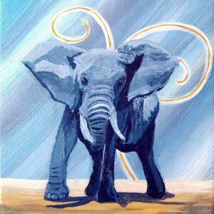 Emerald Steps – Dipinto originale astratto-animale di Ilaria Berenice, tecnica mista su tela.