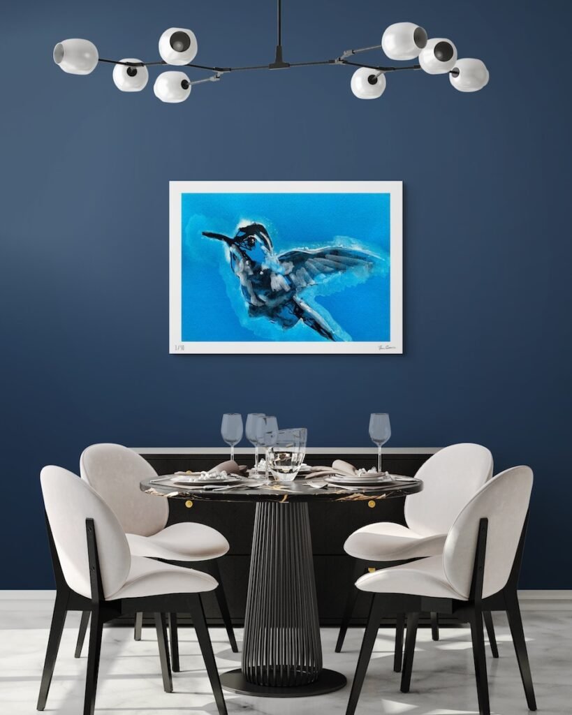 Wings of Light – Limited Edition Fine Art Print in large format, displayed in an elegant modern living room.