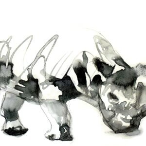 Ancient Strength – Dipinto originale di Ilaria Berenice, potente astrazione animale realizzata con tecnica mista su tela.