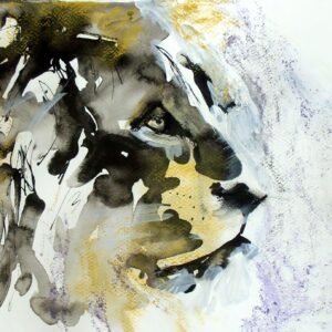 Majestic Silence – Dipinto originale di animali di Ilaria Berenice, tecnica mista su tela.