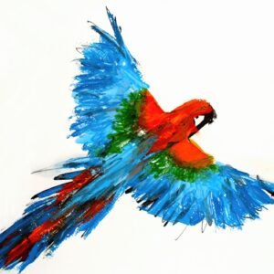 Sky Dancer – Dipinto originale di Ilaria Berenice, uccello astratto in movimento, tecnica mista su tela.