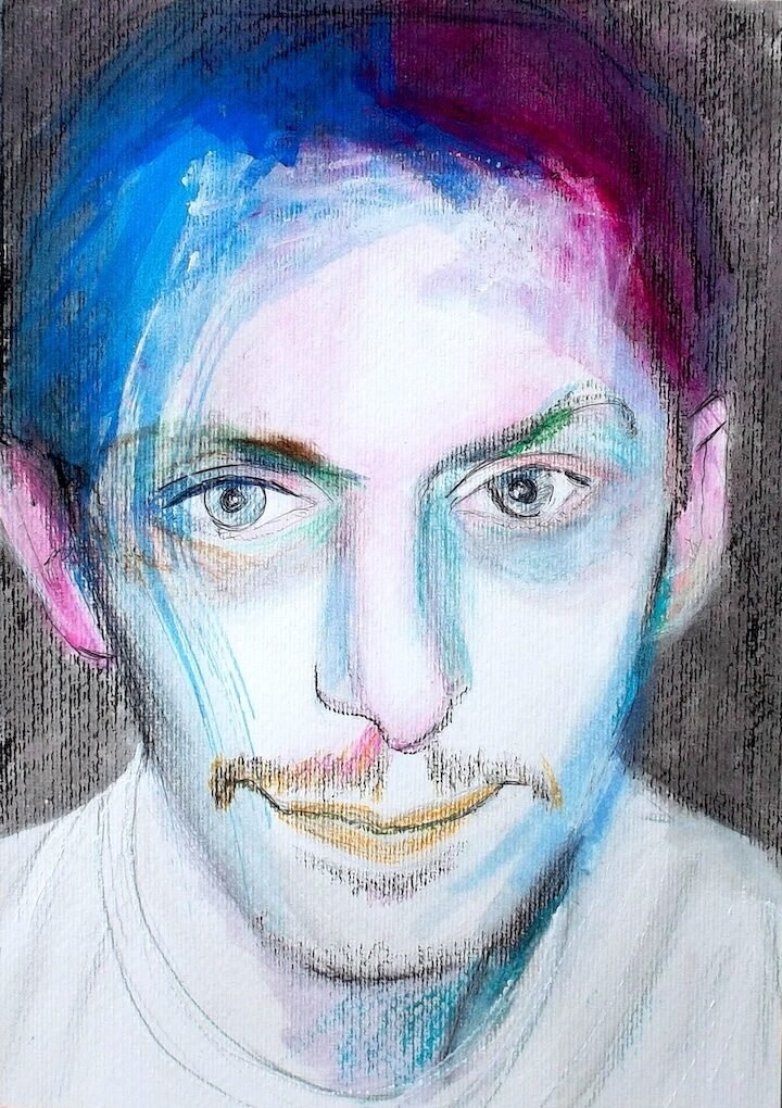 Man portrait with mixed media by Ilaria Berenice