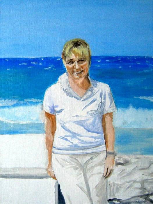 Woman oil painting portrait at the sea by Ilaria Berenice